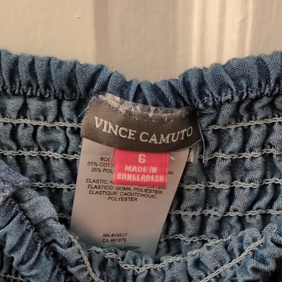 Vince Camuto Denim Blue Puff Sleeve Romper - Picture 2 of 7
